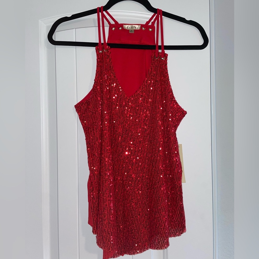 Lavish red sparkle tank top.
